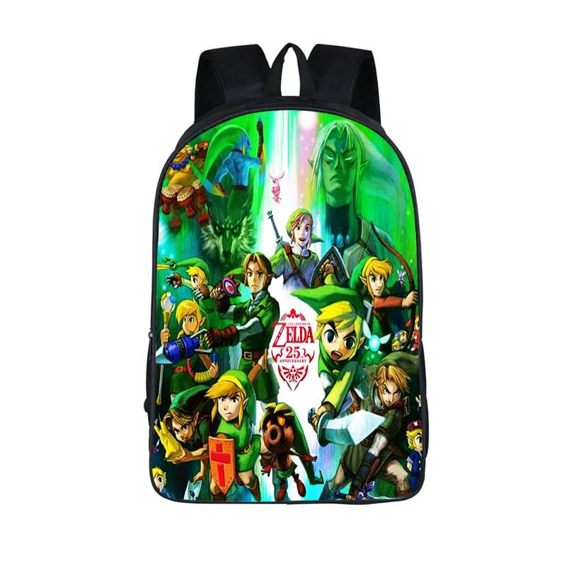 25 Years Of Legend Of Zelda Evolution Of Link Backpack Bag - Saiyan Stuff