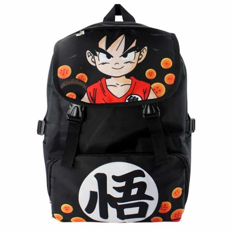 Happy Kid Goku Dragon Ball Pattern Black Backpack Bag