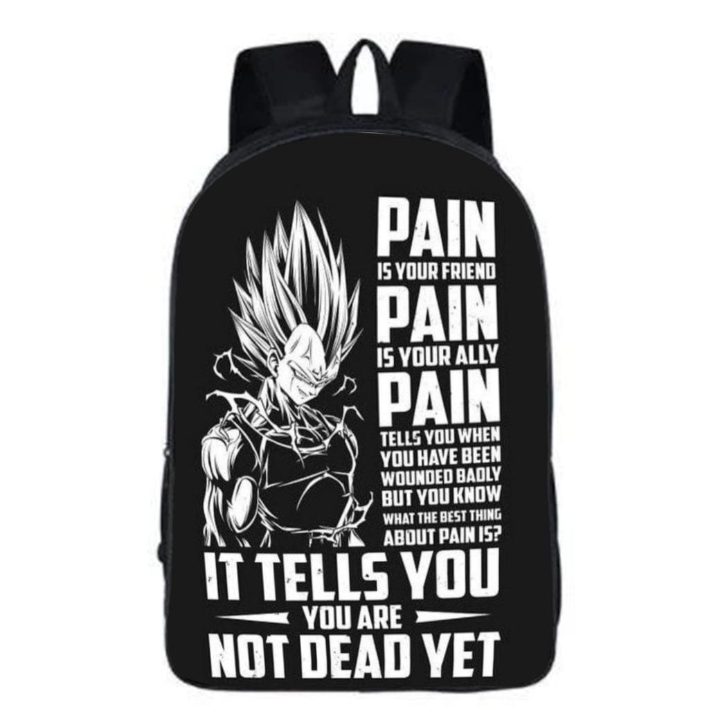 Vegeta Inspirational Strengthen Pain Motivation Backpack Bag - Saiyan Stuff