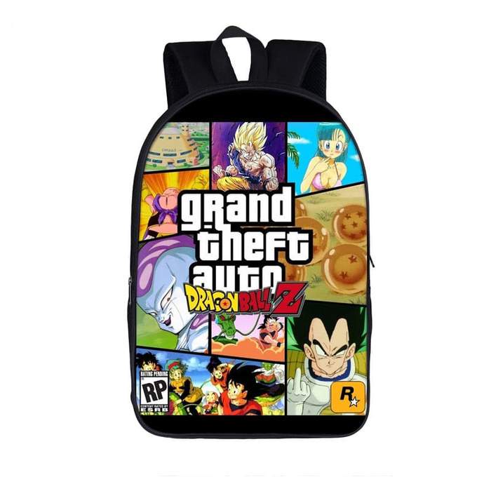 DBZ Grand Theft Auto Fantastic Fan Art Design Backpack Bag - Saiyan Stuff