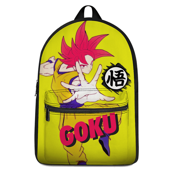 Dragon Ball Super Saiyan God Mode Goku Wisdom Kanji Backpack - Saiyan Stuff