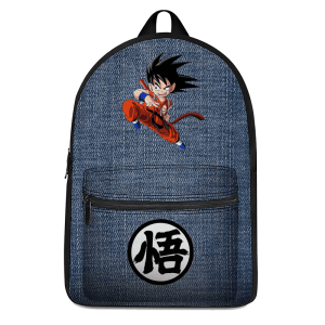 Dragon Ball Z Kid Goku Kanji Symbol Denim Style Backpack - Saiyan Stuff