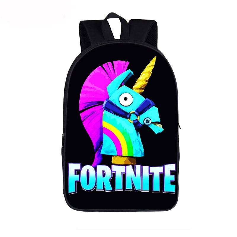 Fortnite Battle Royal Funny Rainbow Unicorn Black Backpack - Saiyan Stuff