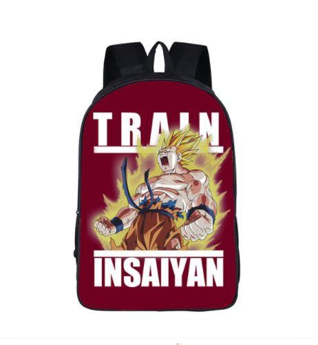 Goku Super Saiyan Mode Train Insane School Backpack Bag