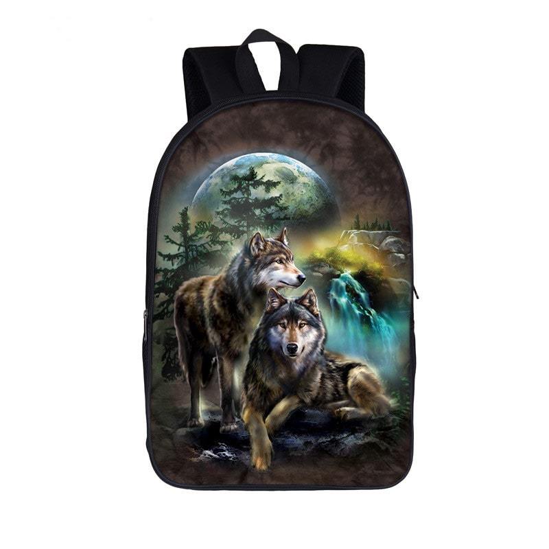 Lovely Couple Wolves Looking Out In The Wild Backpack - Saiyan Stuff