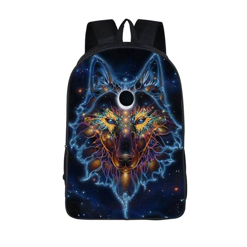 Mesmerizing Wolf Constellation Lupus Colored Art Backpack - Saiyan Stuff