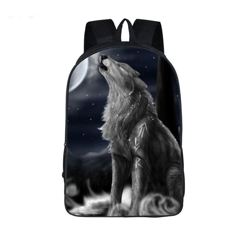 Mystical Gray Wolf Howl On A Flurry Night Adorbs Backpack - Saiyan Stuff
