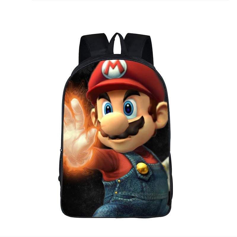 Super Mario Powerful Cool Black Backpack Bag - Saiyan Stuff