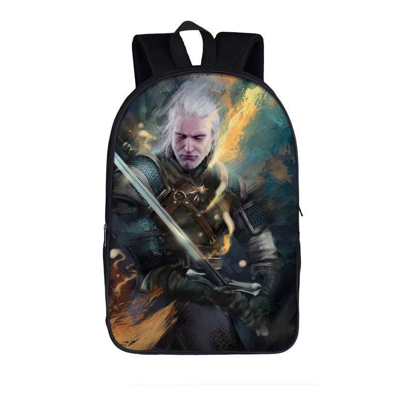 The Witcher 3 Wild Hunt Geralt Sword Fighting Art Backpack Bag - Saiyan Stuff