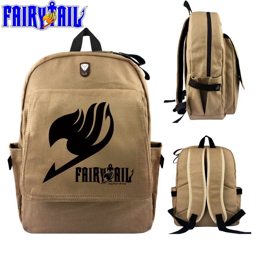 Fairy Tail coffee canvas backpack shoulder bag school bags unisex anime bag new 