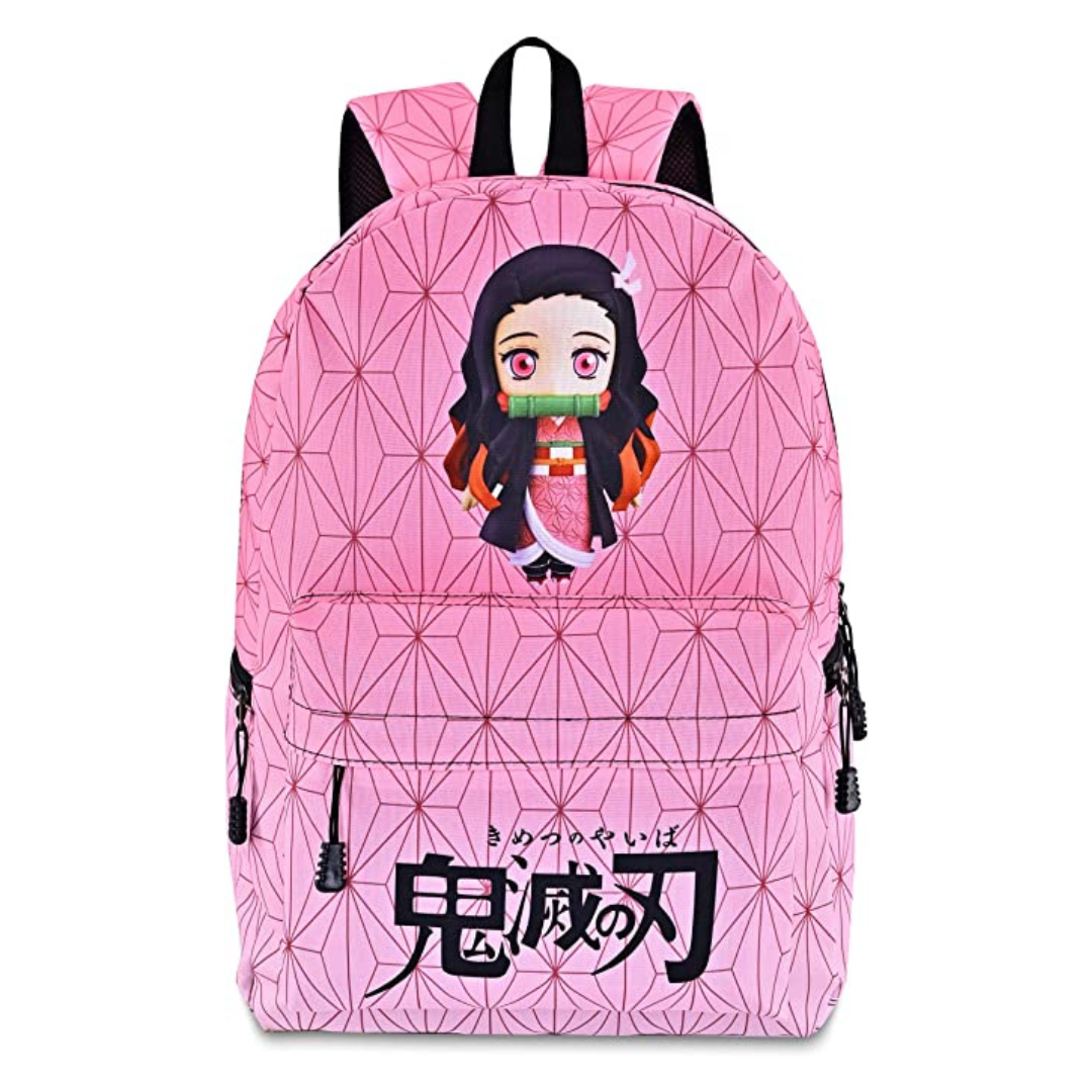 Demon Slayer Backpacks - Pink Geometric Gradient School Bag Laptop ...
