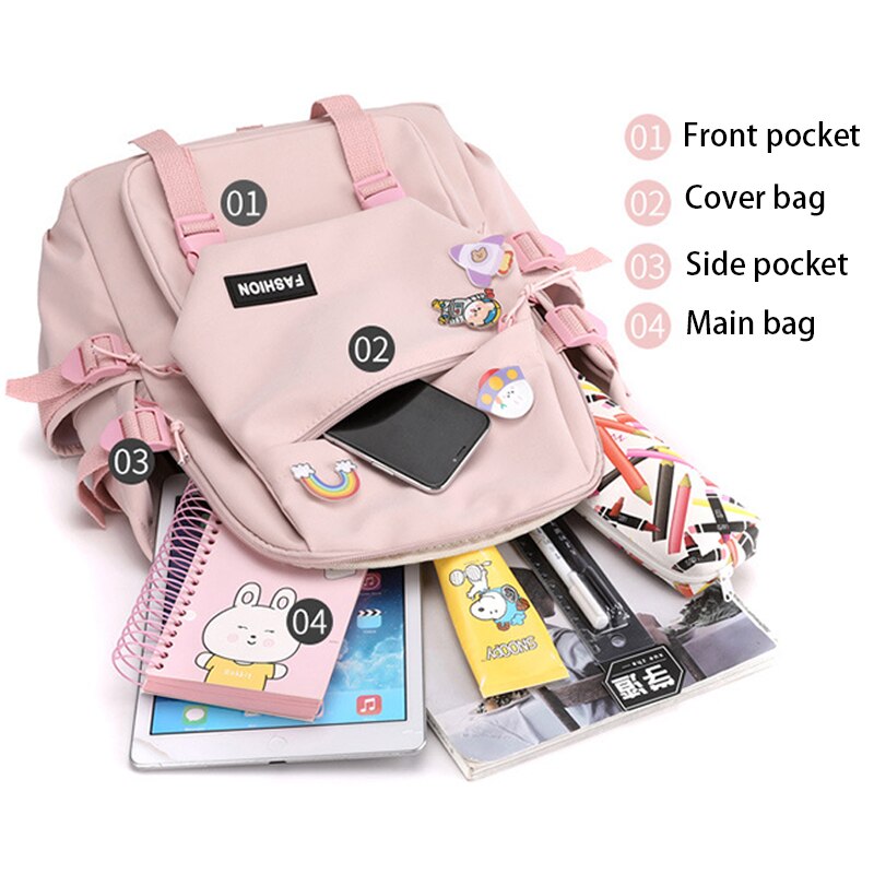 Anime Demon Slayer Backpack Kamado Nezuko Cosplay School Backpack Girls Women Travel Laptop Bags Student BookBags 4 - Anime Backpacks