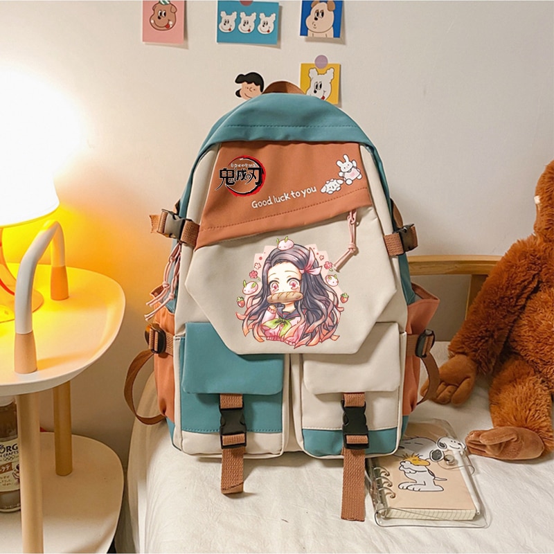 Anime Demon Slayer Backpack Nezuko Kawaii Cartoon ins School Bag for Adults Large Capacity Manga to 3 - Anime Backpacks