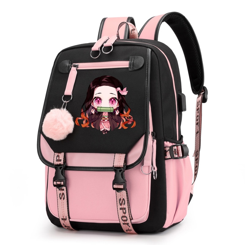Demon Slayer Nezuko Backpacks for Men Anime School Bag for Teenager Canvas Laptop Back Pack Women - Anime Backpacks